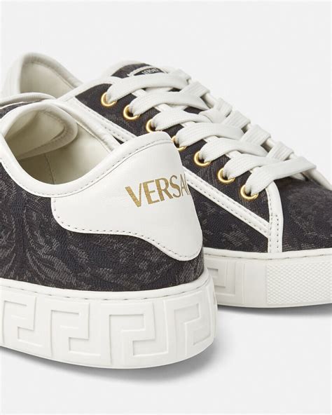 blue and yellow versace sneakers|barocco high top greca sneakers.